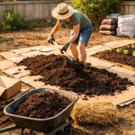 No-dig Gardening. No-dig gardening is all about growing healthy organic plants in soil that has been left undisturbed as much as possible, allowing soil life to flourish and plants to thrive. Among the advantages of no-dig is no backbreaking digging, less weeds and a rich, crumbly soil without any compaction. By digging the soil the thriving ecosystem of bacteria, fungi, insects and worms, all of which are vitally important in keeping the soil healthy and fertile, is destroyed. Digging also releases weed seeds which then germinate, although some weeds are blown onto the plot by wind. No-dig plots are generally used for vegetables, producing bigger harvests than dug beds owing to the amount of organic composition in the soil. Flower borders will also benefit from the no-dig method, although if there are established perennials which cannot be moved then a thick layer of organic mulch around each plant will soon be broken down into the soil by the worms creating nutrient-rich water-retaining soil. No-dig gardens can be in raised beds, directly onto the soil or on grass. Select an area that you can access from all sides to avoid walking on the soil. Cover the plot with a layer of wet cardboard or newspaper. This will suppress weeds and grass. Follow this with a thick layer (15 -20cm) of well-rotted manure, compost or lawn clippings, topping with a light much of straw or leaves. This organic matter is slowly broken down and released into the soil, establishing a rich, healthy ecosystem. Moisture is retained as both the organic compost in the soil and the channels created by hard-working earthworms enables water and air to penetrate the soil. No-dig gardening is the ultimate way to garden with nature!